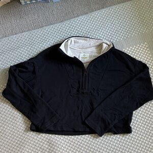 Aerie Black Lounge Pullover Cropped Jacket